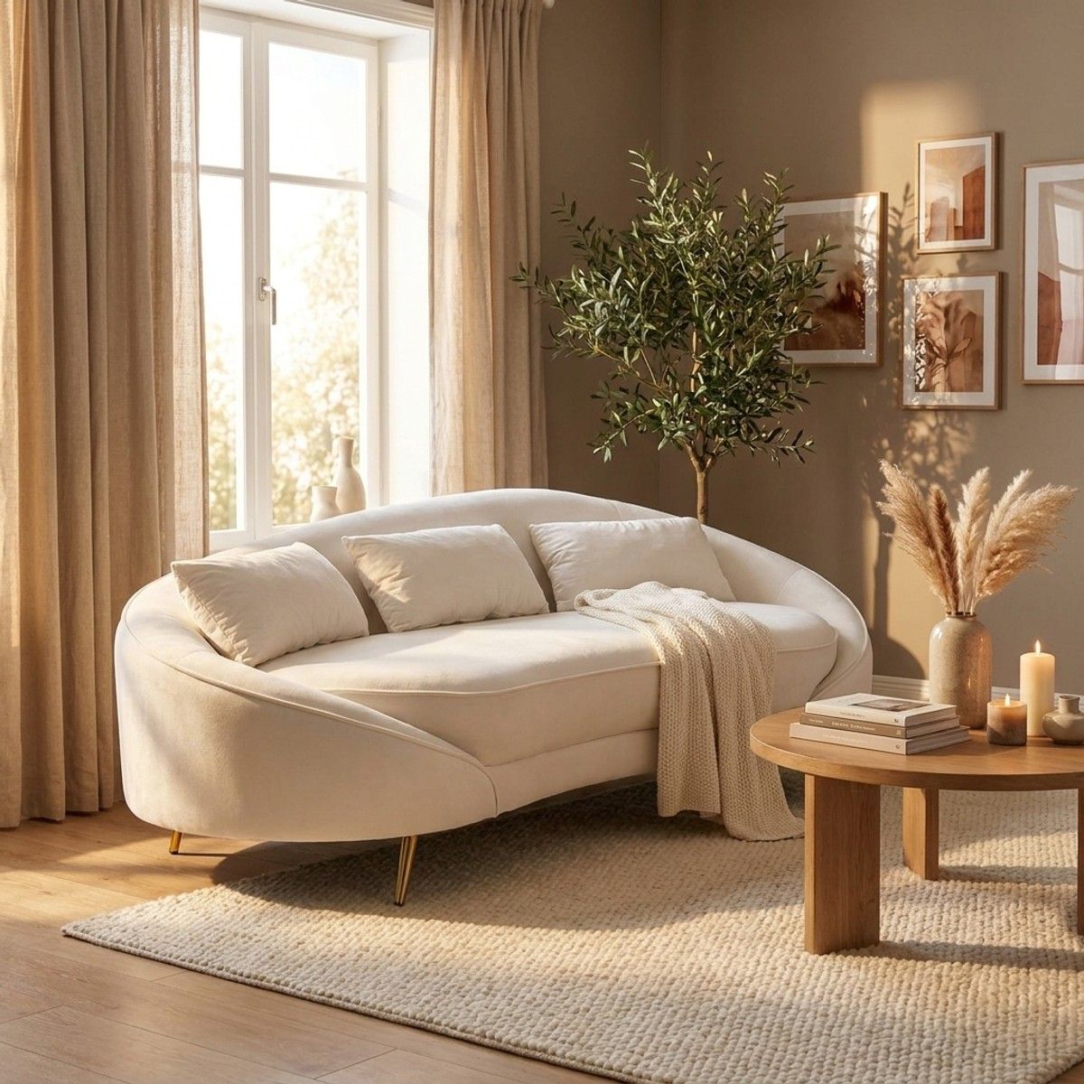 3-Sitzer Sofa aus Stoff, gepolstert, mit Kissen Oslo