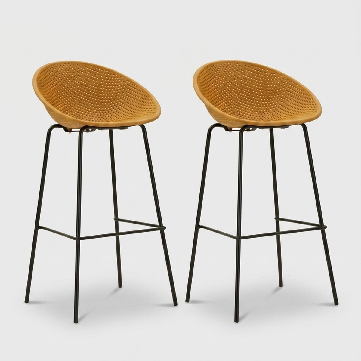 Set de 2 taburetes de bar para interior y exterior en polipropileno Ibiza