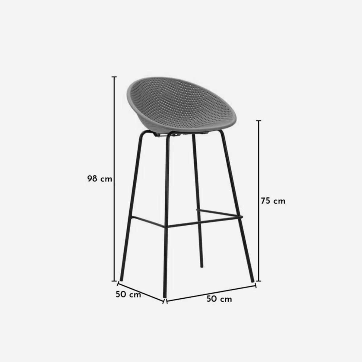 Set de 2 taburetes de bar para interior y exterior en polipropileno Ibiza