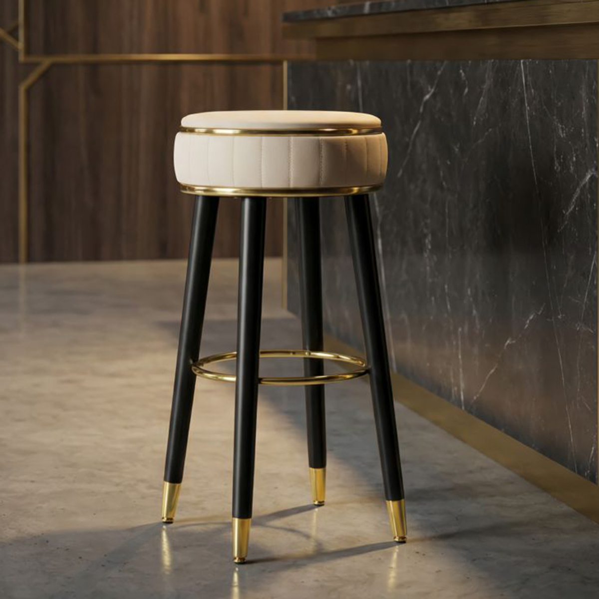 Taburete de bar acolchado en PU y metal London