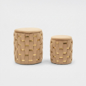 Set de 2 pufs con almacenaje acolchados trenzados Shanty