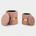 Set de 2 pufs redondos tapizados con almacenaje Sheffild
