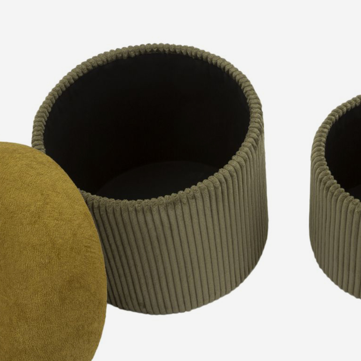 Set 2 pouf contenitore imbottiti in velluto Aspen