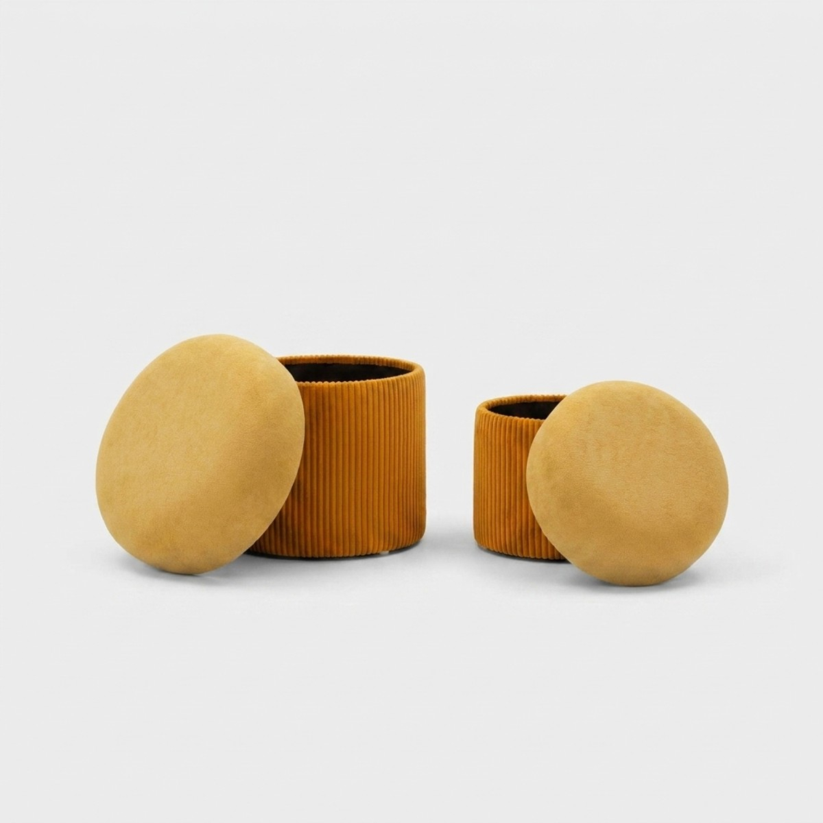 Set de 2 pufs baúl tapizados en terciopelo Aspen