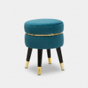 Taburete tapizado de terciopelo con patas de madera Paris Gold