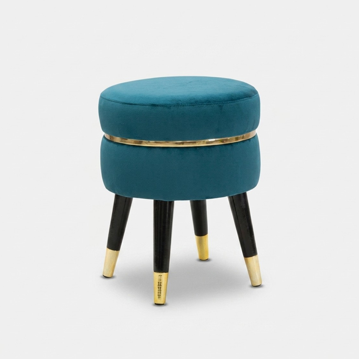 Taburete tapizado de terciopelo con patas de madera Paris Gold