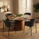 Set de 2 sillas de comedor tapizadas en tela Electra