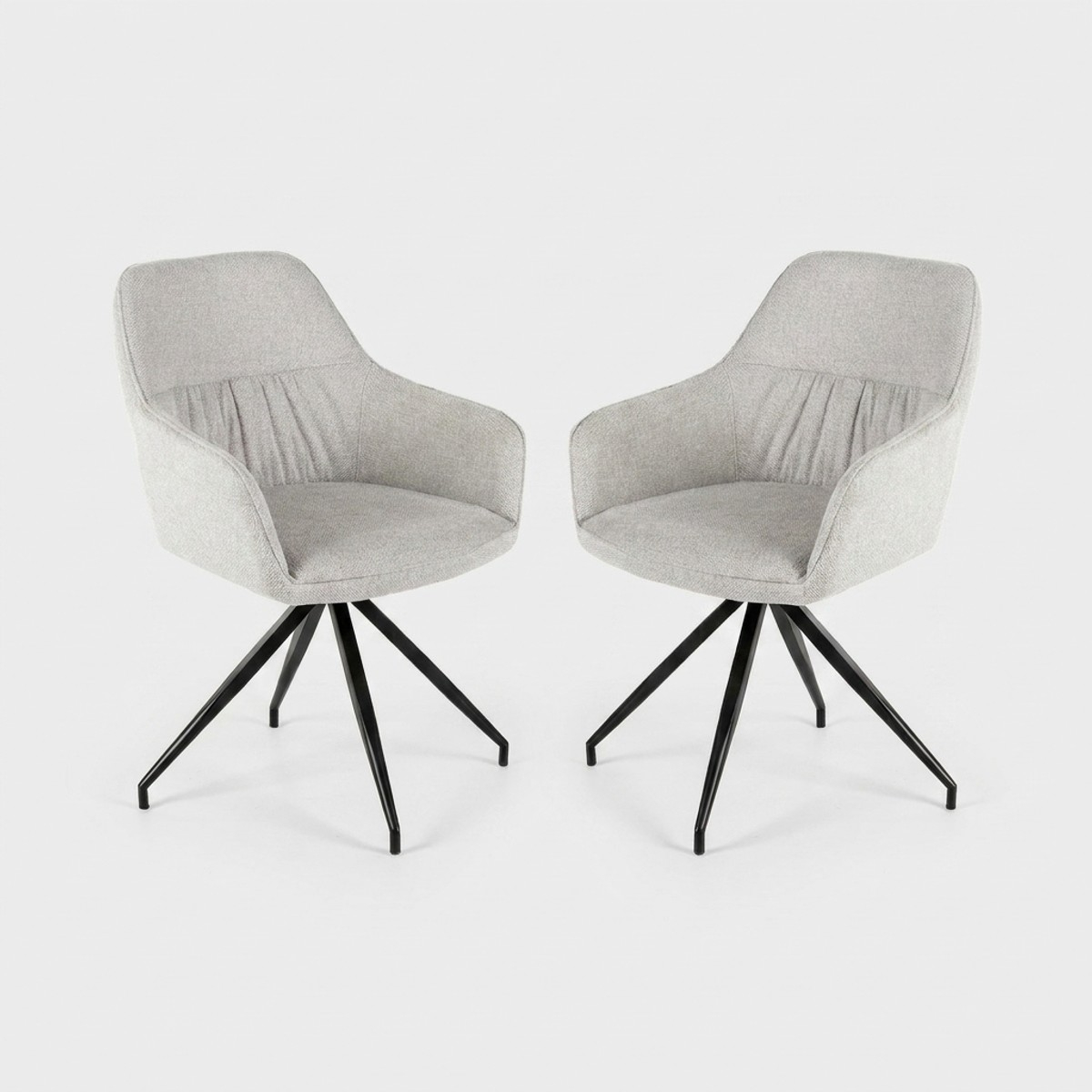 Lot de 2 chaises rembourrées en tissu avec accoudoirs Celeste
