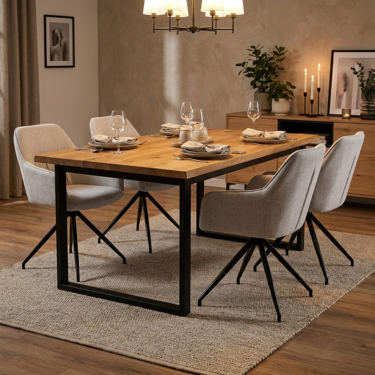 Lot de 2 chaises rembourrées en tissu avec accoudoirs Celeste