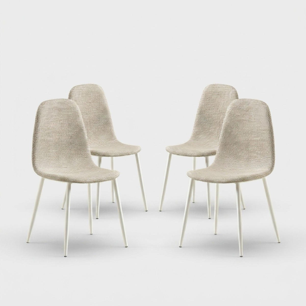 Set de 4 sillas de comedor acolchadas en ratán sintético Evelyn