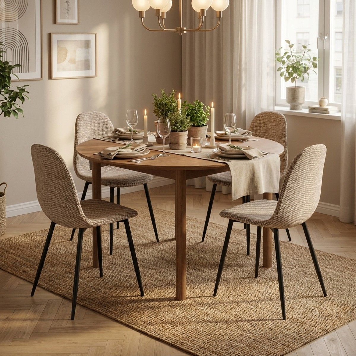 Set de 4 sillas de comedor acolchadas en ratán sintético Vienna