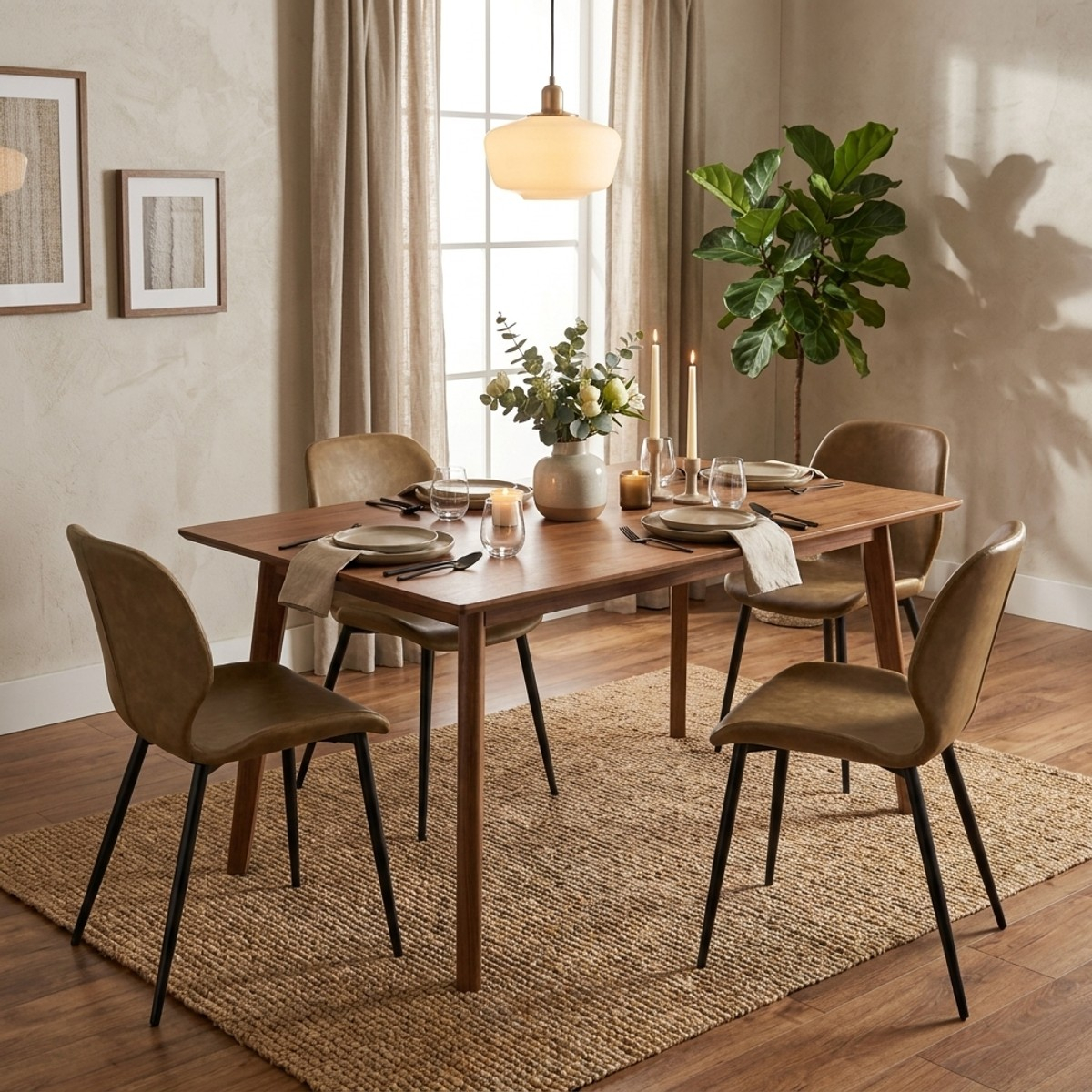 Set 4 sedie da pranzo imbottite soft-touch Callisto