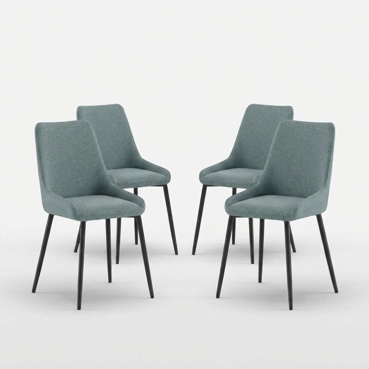 Lot de 4 chaises rembourrées en microfibre avec pieds en métal Artemis