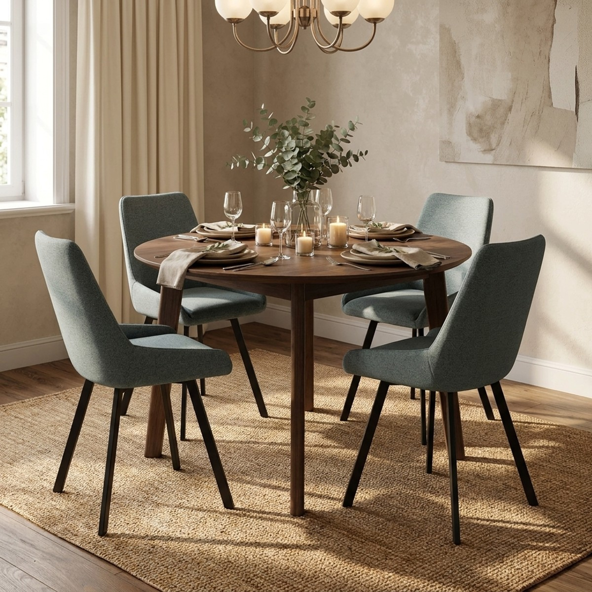 Lot de 4 chaises rembourrées en microfibre avec pieds en métal Artemis