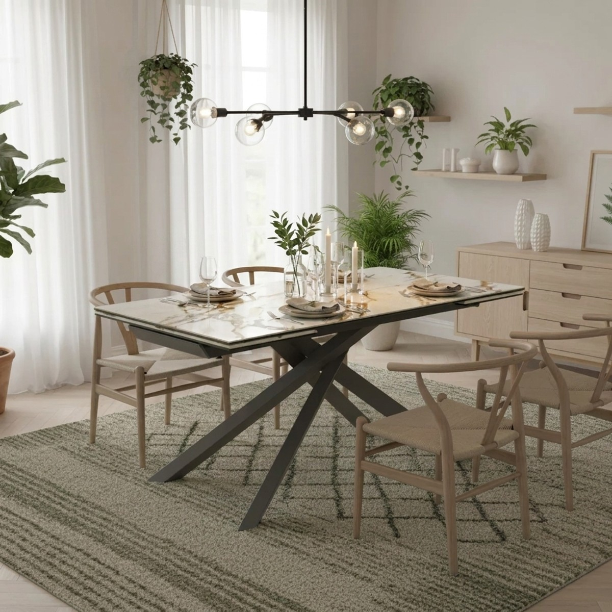 Ausziehbarer Tisch aus Keramik und Glas 160/240x90 cm Axis