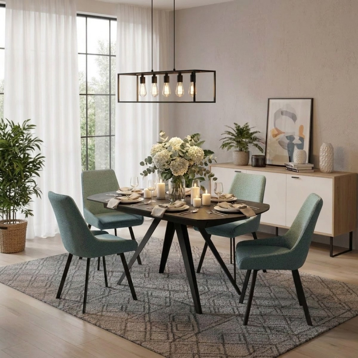 Ausziehbarer Keramik- und Metalltisch Glide