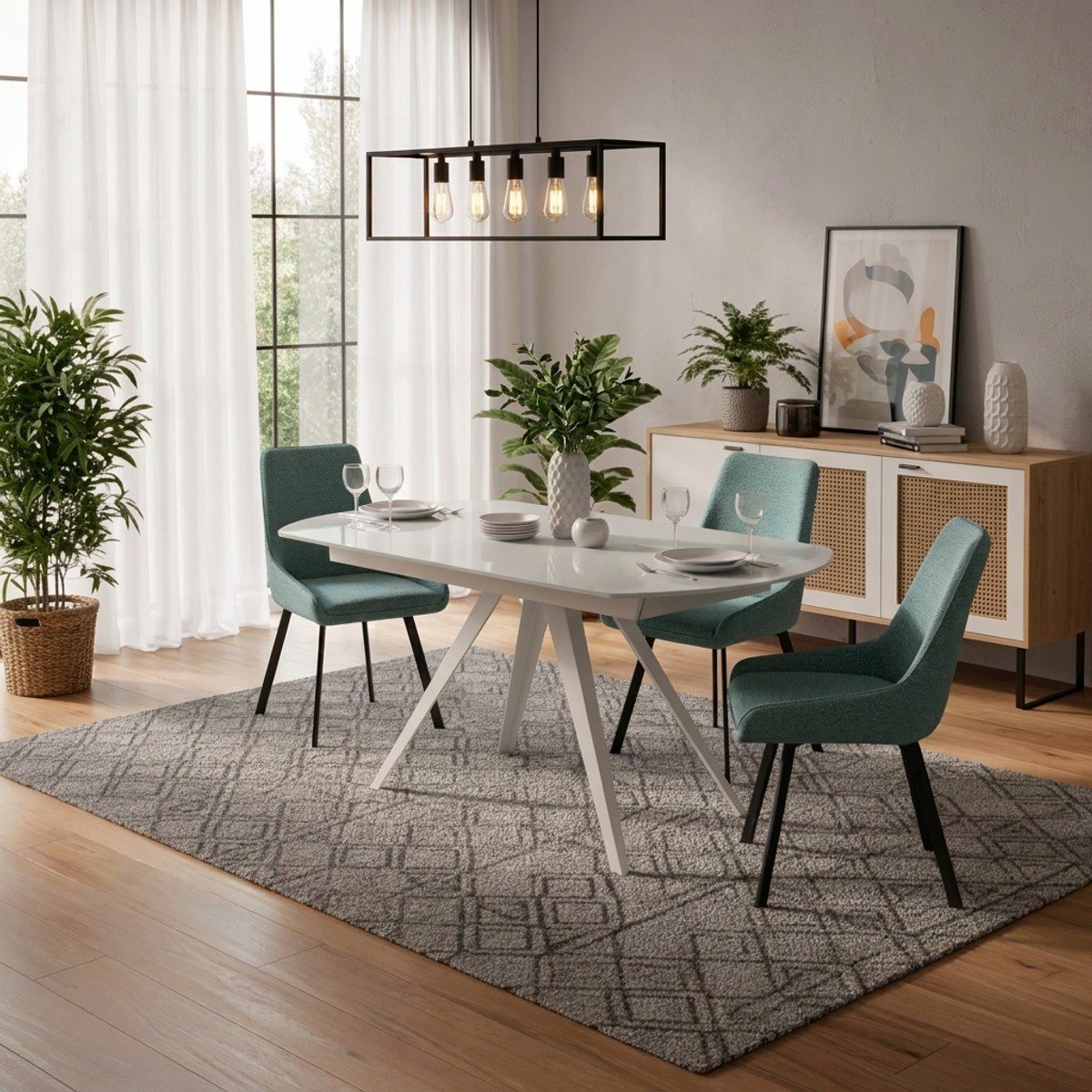 Mesa de comedor extensible de vidrio y metal 120/180x90 Float