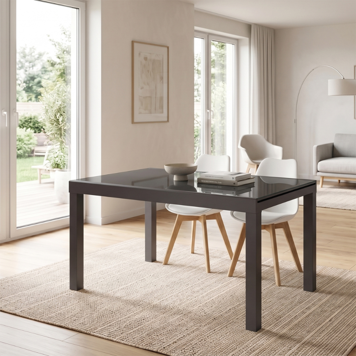 Table extensible en verre trempé 120/350 x 83 Balmoral