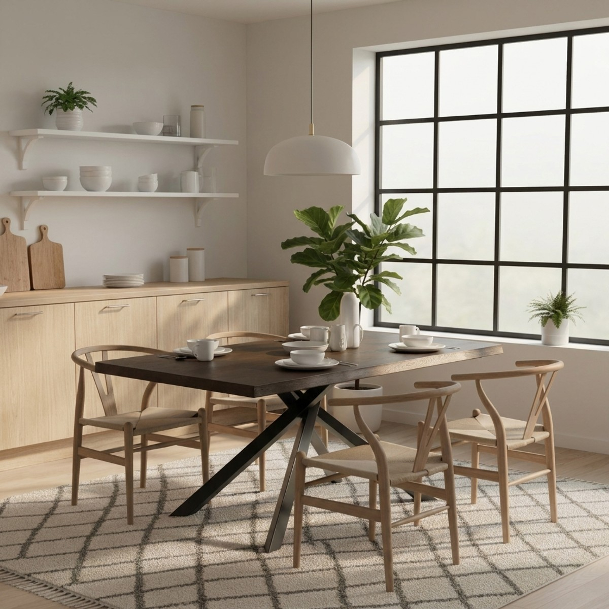 Mesa extensible de roble y metal 200/300x100 Blake