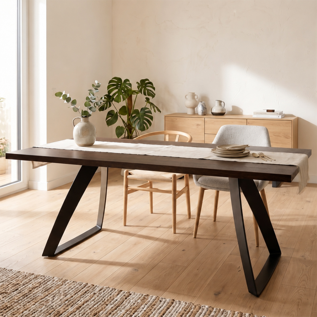 Ausziehbarer Tisch aus furnierter Eiche 200/300x100 Timber