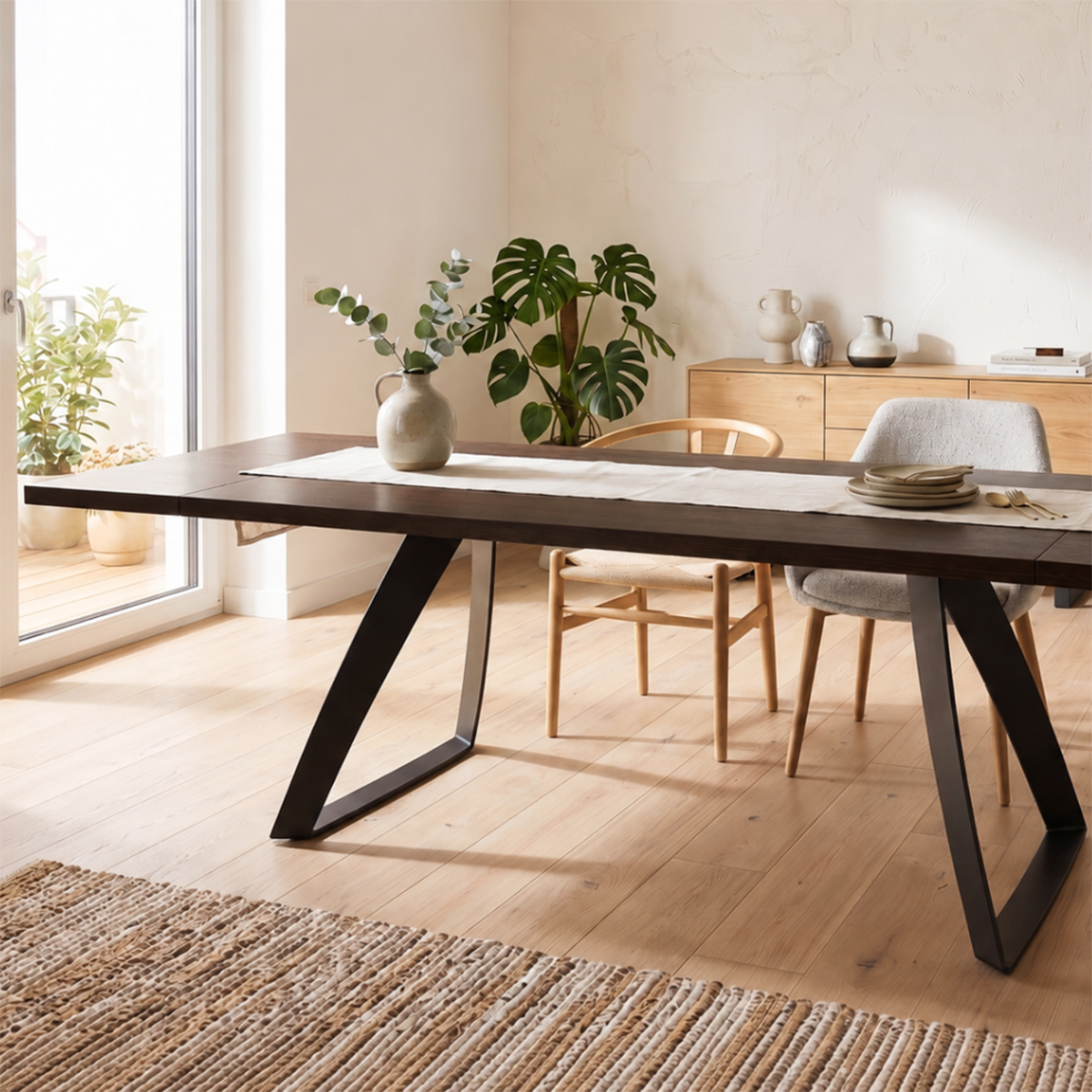 Ausziehbarer Tisch aus furnierter Eiche 200/300x100 Timber