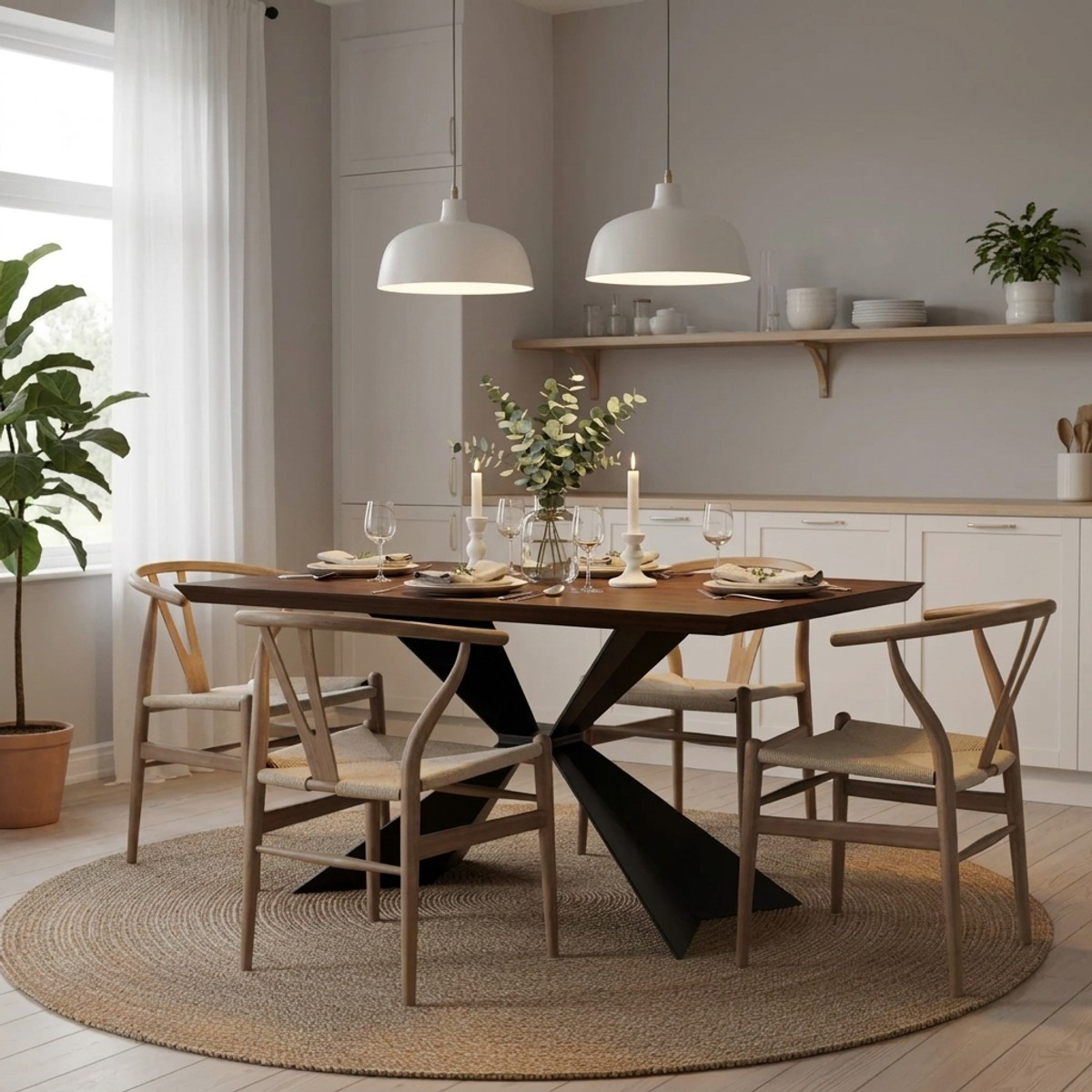 Mesa de comedor extensible de madera y metal 200/300x100 Taurus