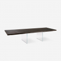 Ausziehbarer Tisch aus Eiche und gehärtetem Glas 200/300x100 Forest