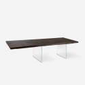 Ausziehbarer Tisch aus Eiche und gehärtetem Glas 200/300x100 Forest