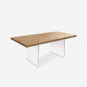 Table à manger extensible en chêne et verre 160/240x90 Forest