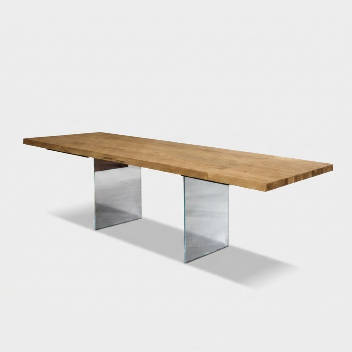 Table à manger extensible en chêne et verre 160/240x90 Forest