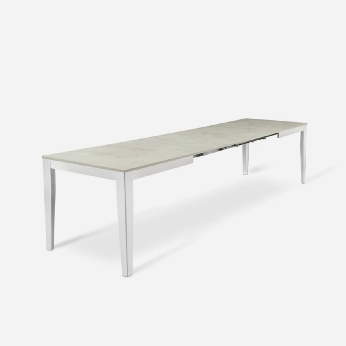 Table de salle à manger extensible avec piètement blanc 156/316x90 Moon