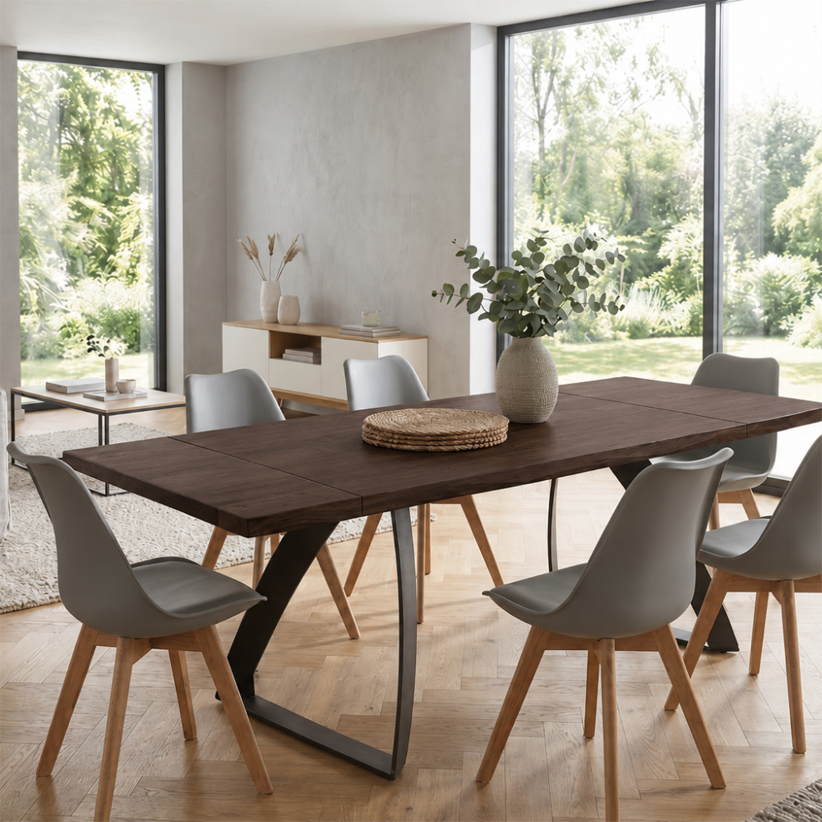 Table à manger extensible en bois et métal 160/240x90 Timber