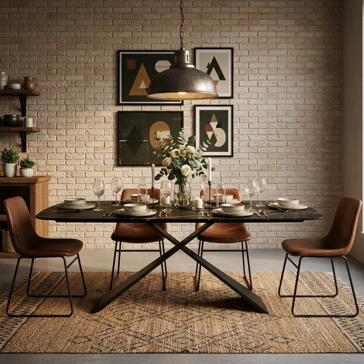 Tavolo da pranzo fisso 200x100 in legno e metallo Taurus