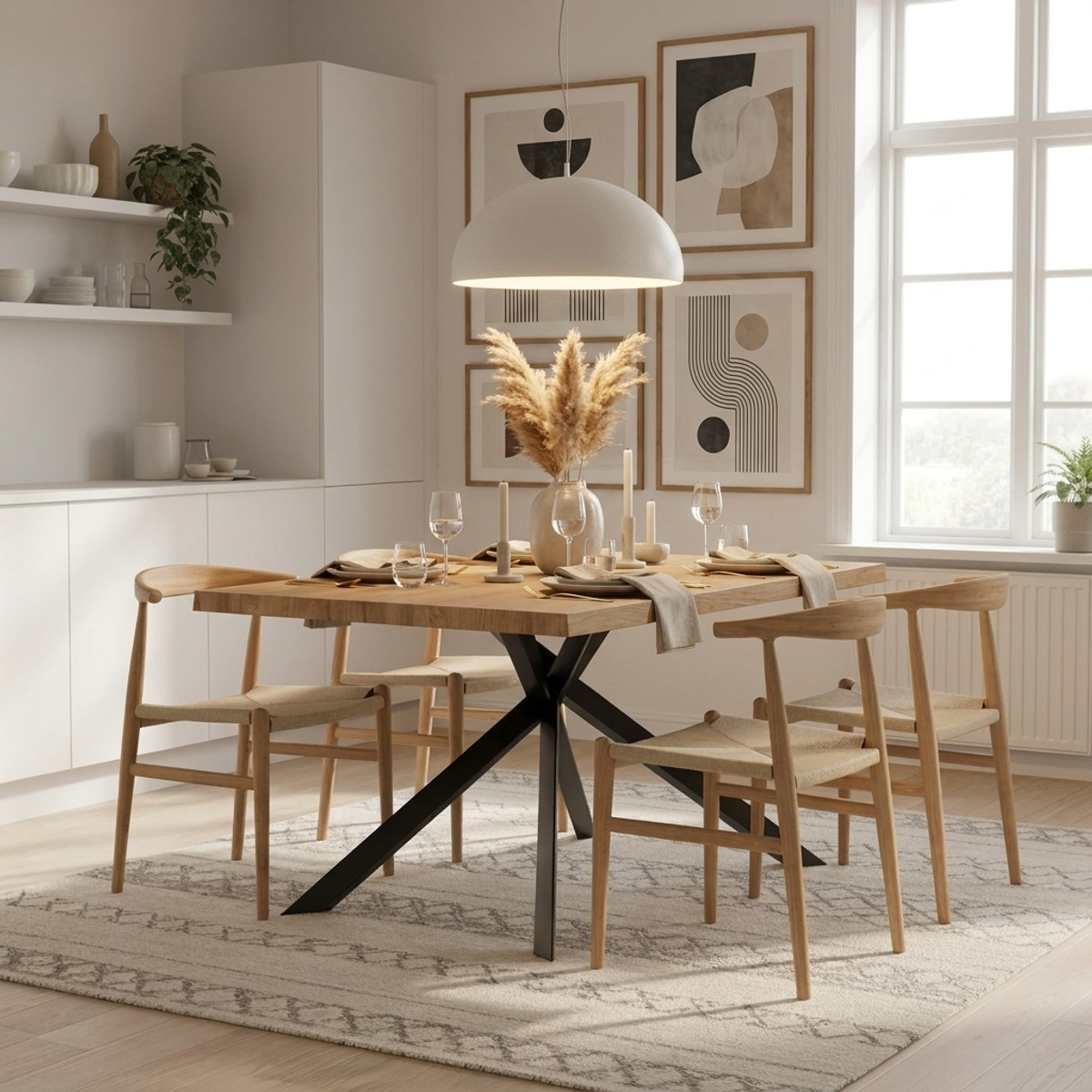 Table fixe en chêne et métal 200x100 Blake