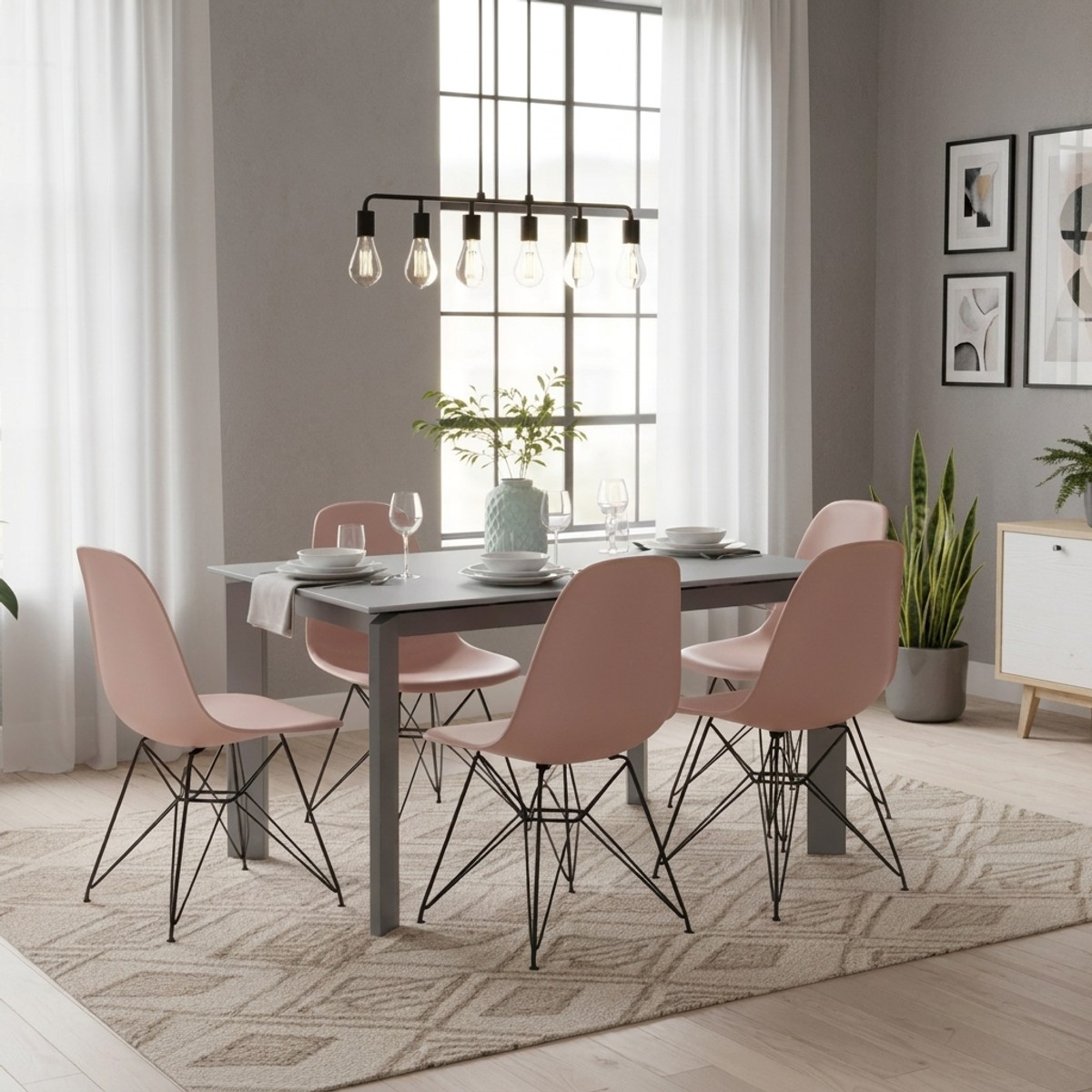 Ausziehbarer Esstisch aus gehärtetem Glas und Metall 120/170x80 Function