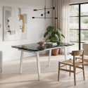 Ausziehbarer Esstisch aus gehärtetem Glas 140/200x80 Jackson