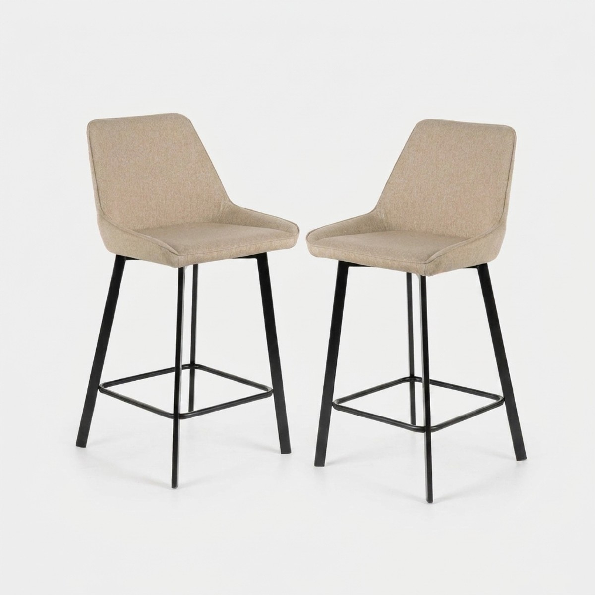 Set de 2 taburetes de cocina tapizados con respaldo Fynn