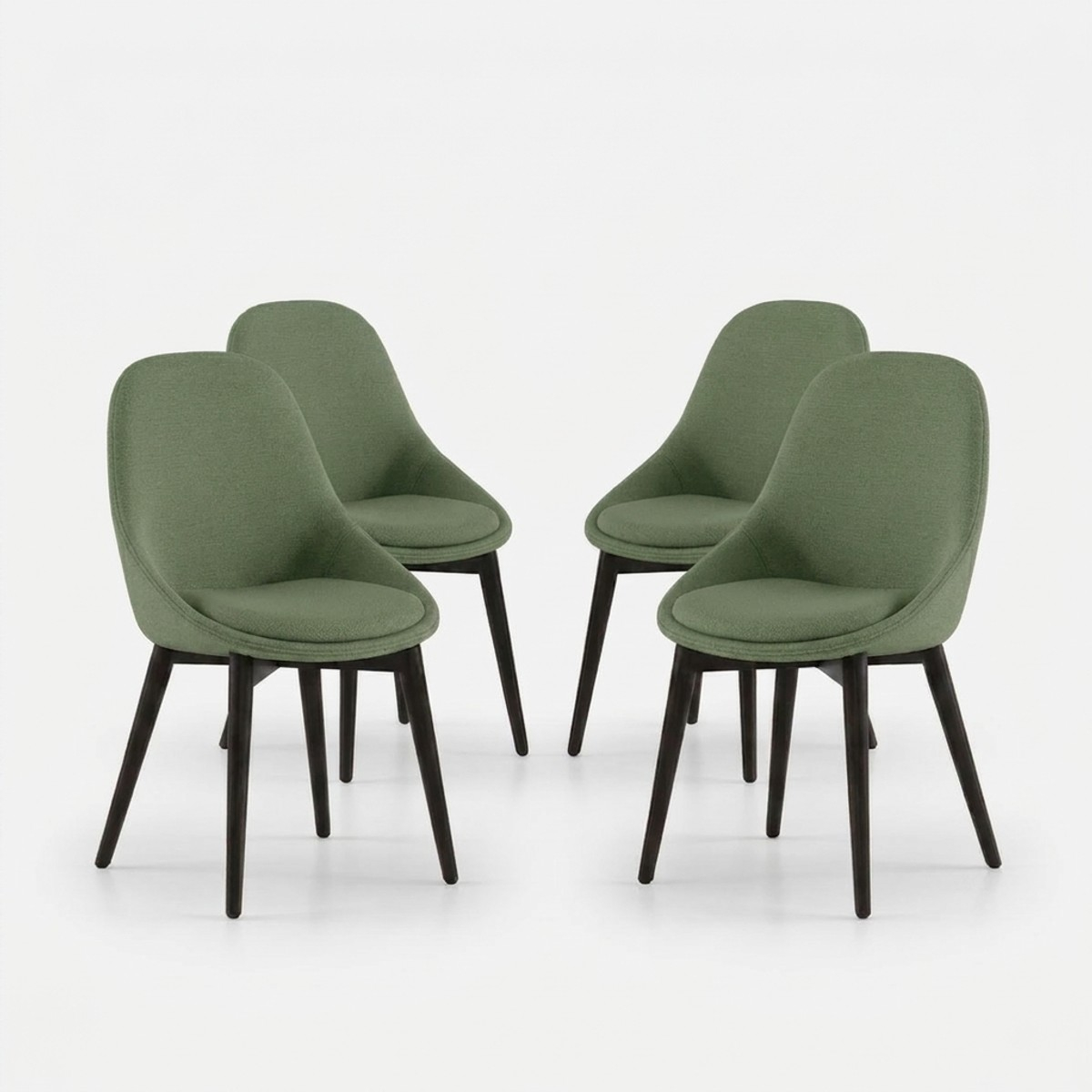 Set de 4 sillas de comedor tapizadas en tela Delphi
