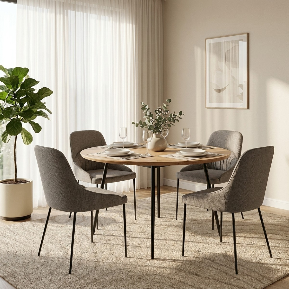 Set mit 4 gepolsterten Stoffstühlen Easy-Clean Harmony