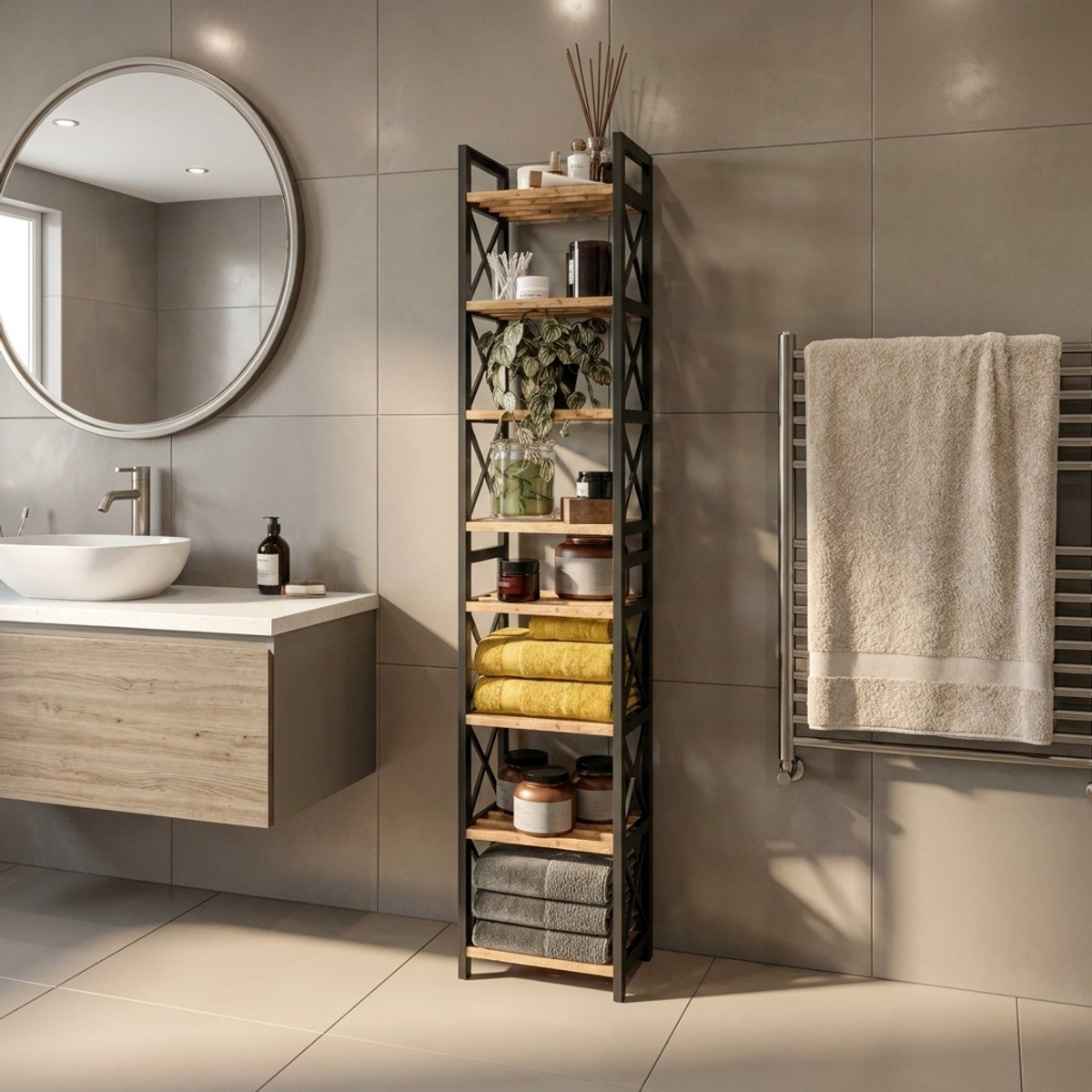 Estantería ahorraespacio multiusos de plástico efecto madera Mini Flower 8