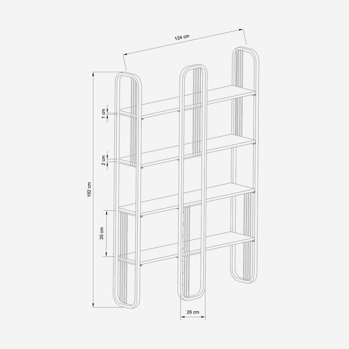 Libreria in metallo e legno con ripiani multipli Sierra