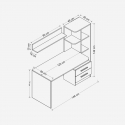 Bureau avec bibliothèque et tiroirs pour bureau Alaska