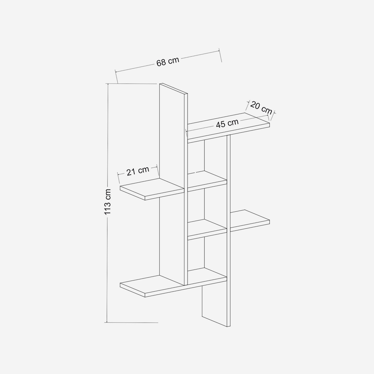 Moderne Wandregal aus Holz Madakaskar