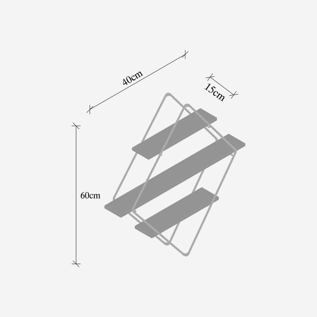 Estantería de pared de madera y metal con 3 estantes Element