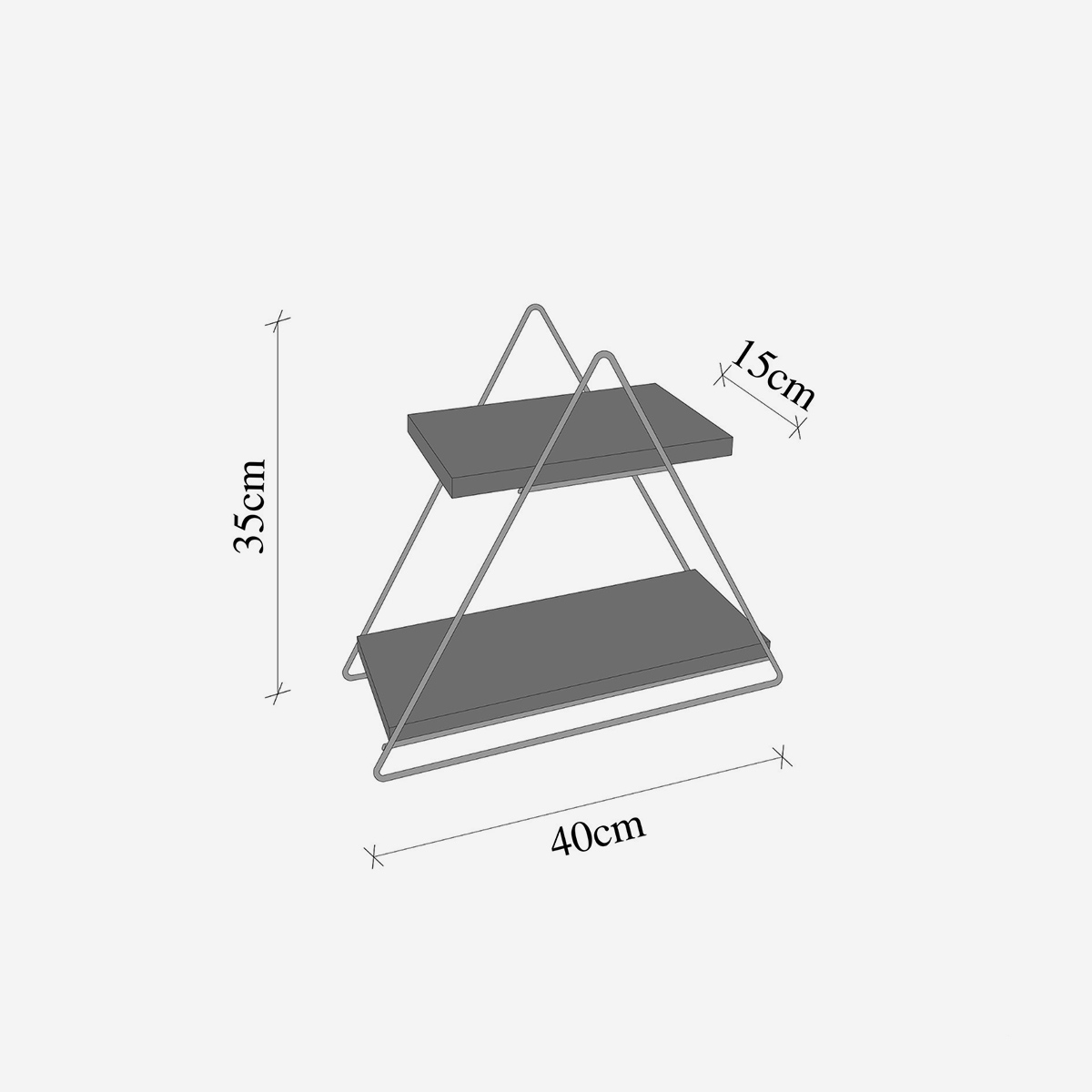 Estantería de pared de madera maciza con 2 baldas Sydon