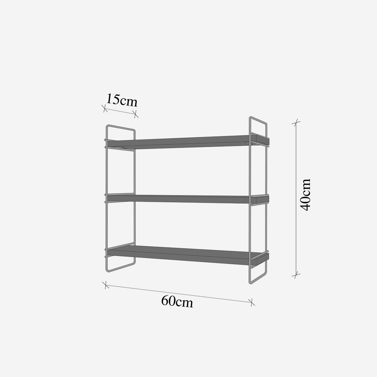 Estantería de pared de madera maciza con 3 estantes Rhyan
