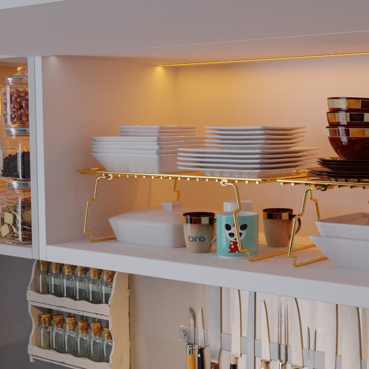 Étagère gain de place en métal pour armoire et cuisine Tempest