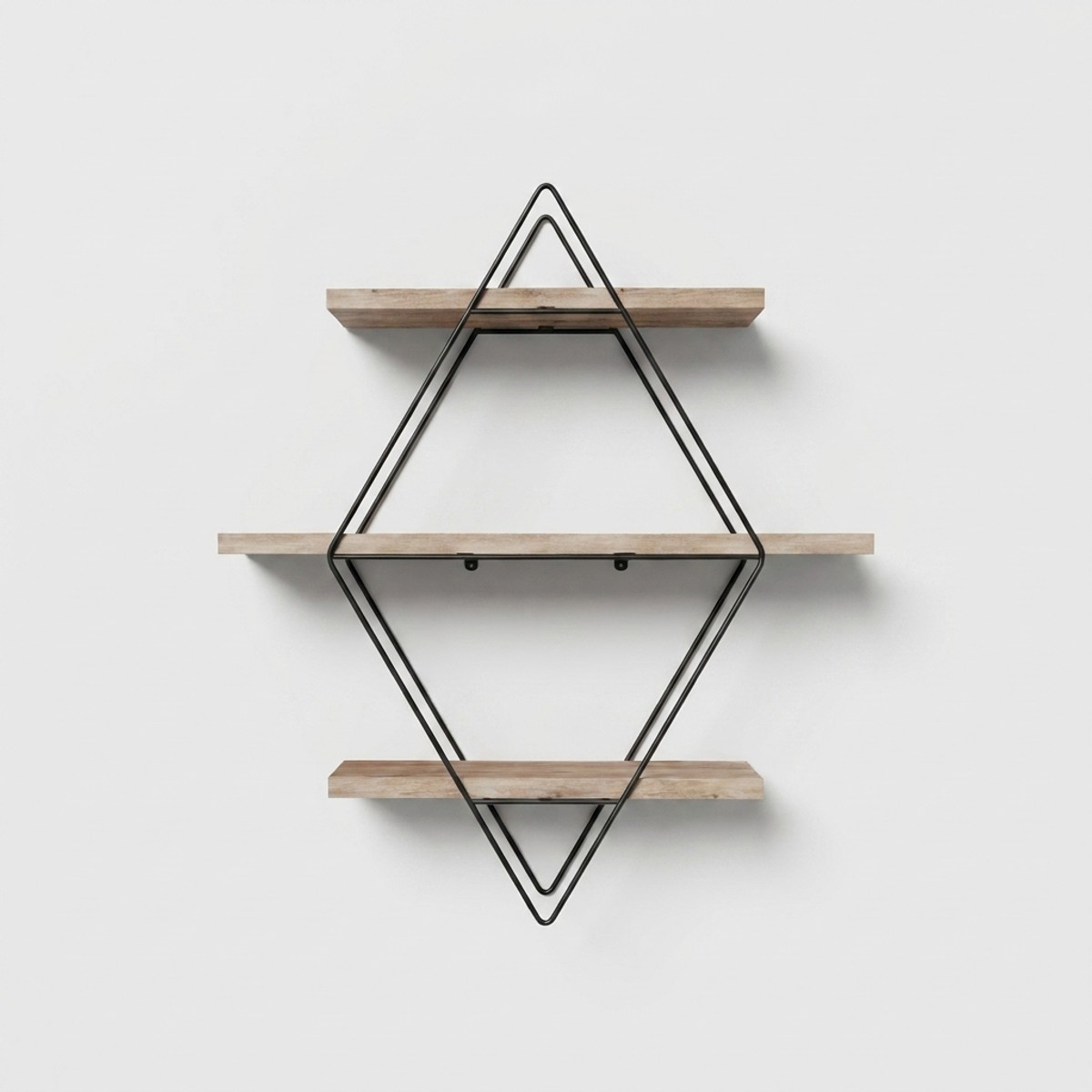 Estante de pared de madera maciza y metal cm-028-srk