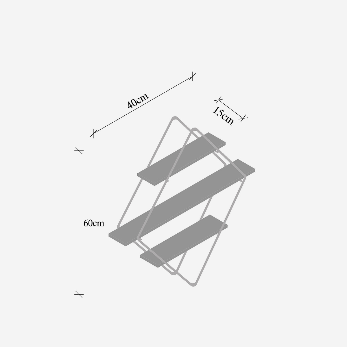 Estante de pared de madera maciza y metal cm-028-srk