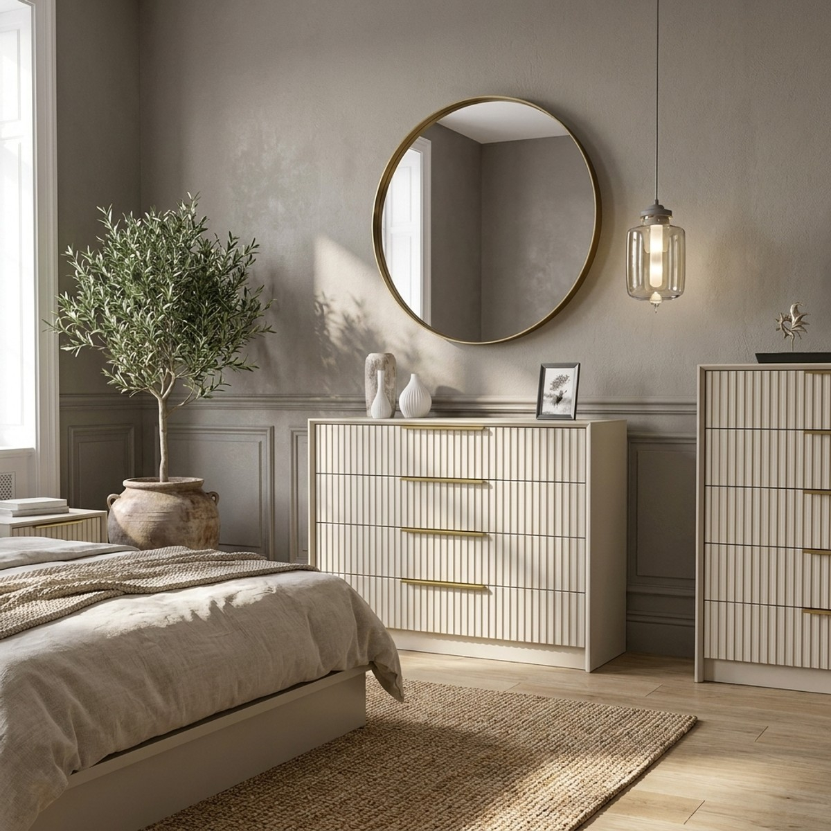 Commode de chambre à coucher avec miroir Kale